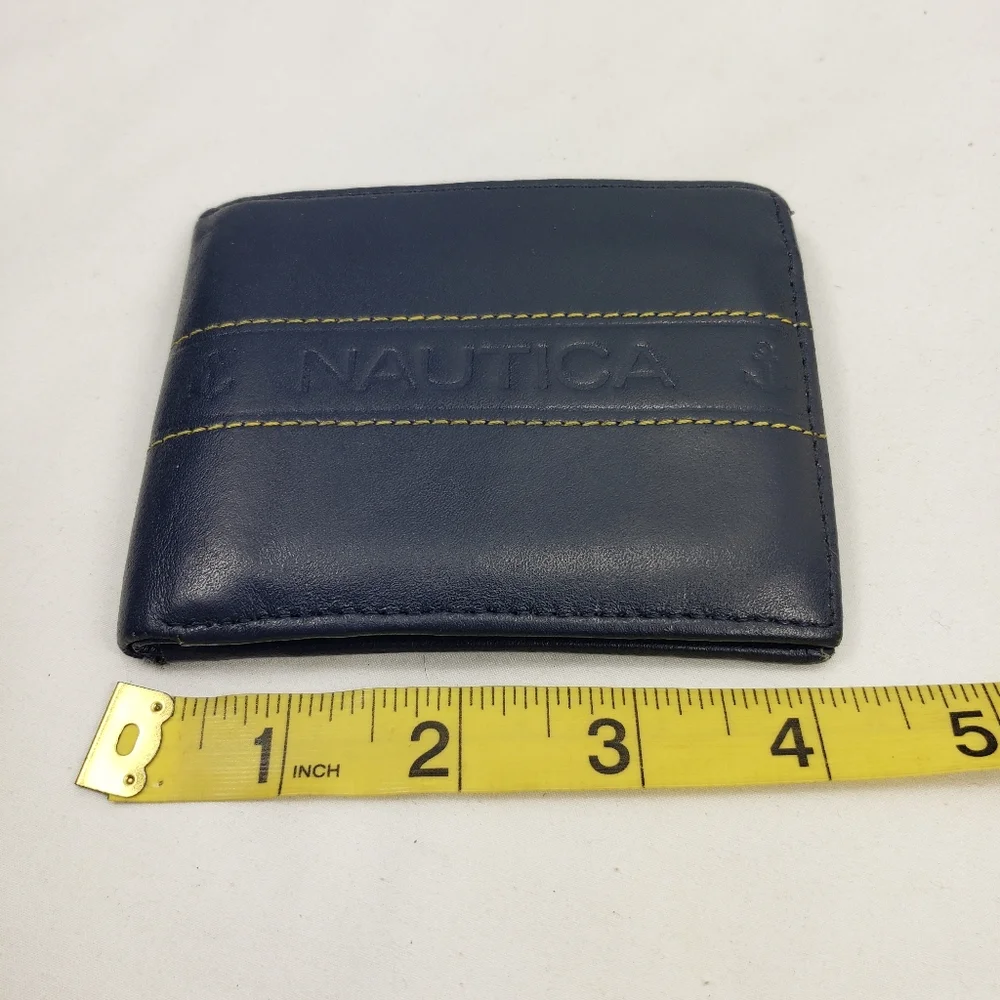 Nautica Leather Blue Bifold Wallet Unisex